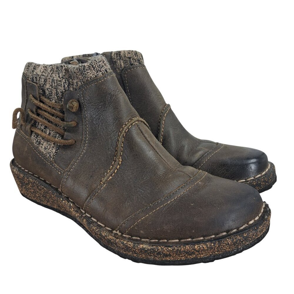 Aetrex Tessa Sweater Ankle Comfort Shoes Boots Size 36 US 6-6.5  Brown Leather